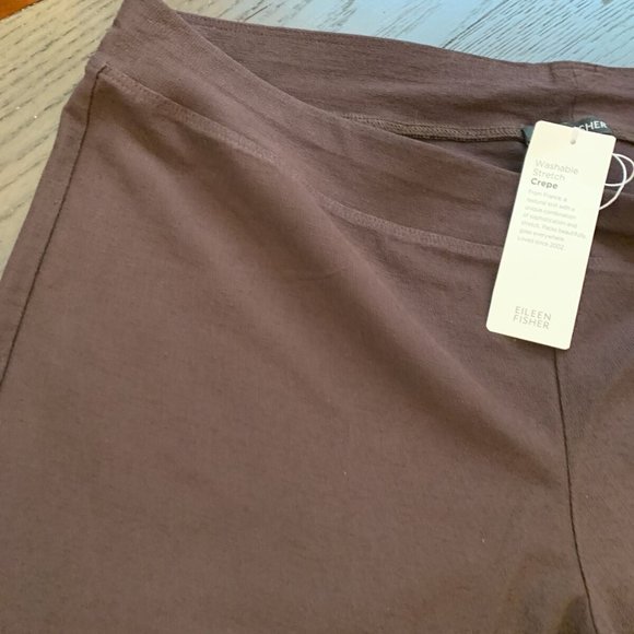 NWT Eileen Fisher Dark. Brownstone Washable Stretch Crepe Slim Ankle Pant - Picture 6 of 6